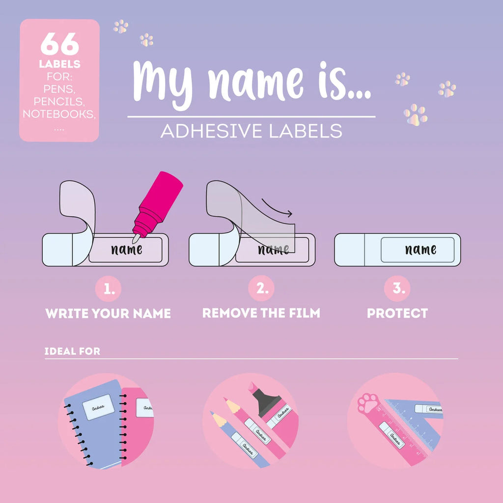 Zelfklevende etiketten met beschermfolie - My Name Is... - Kitty