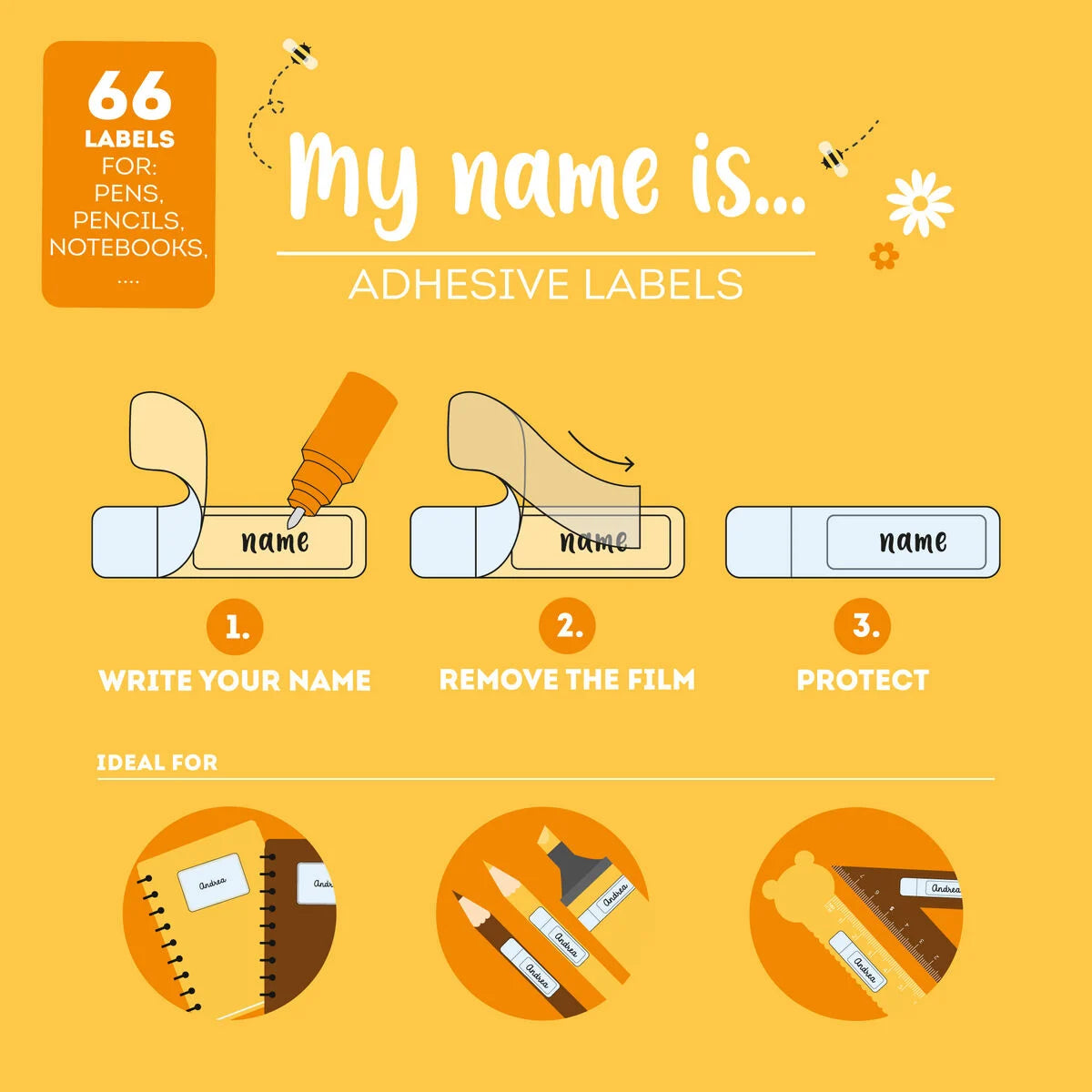 Zelfklevende etiketten met beschermfolie - My Name Is... - Teddy Bear
