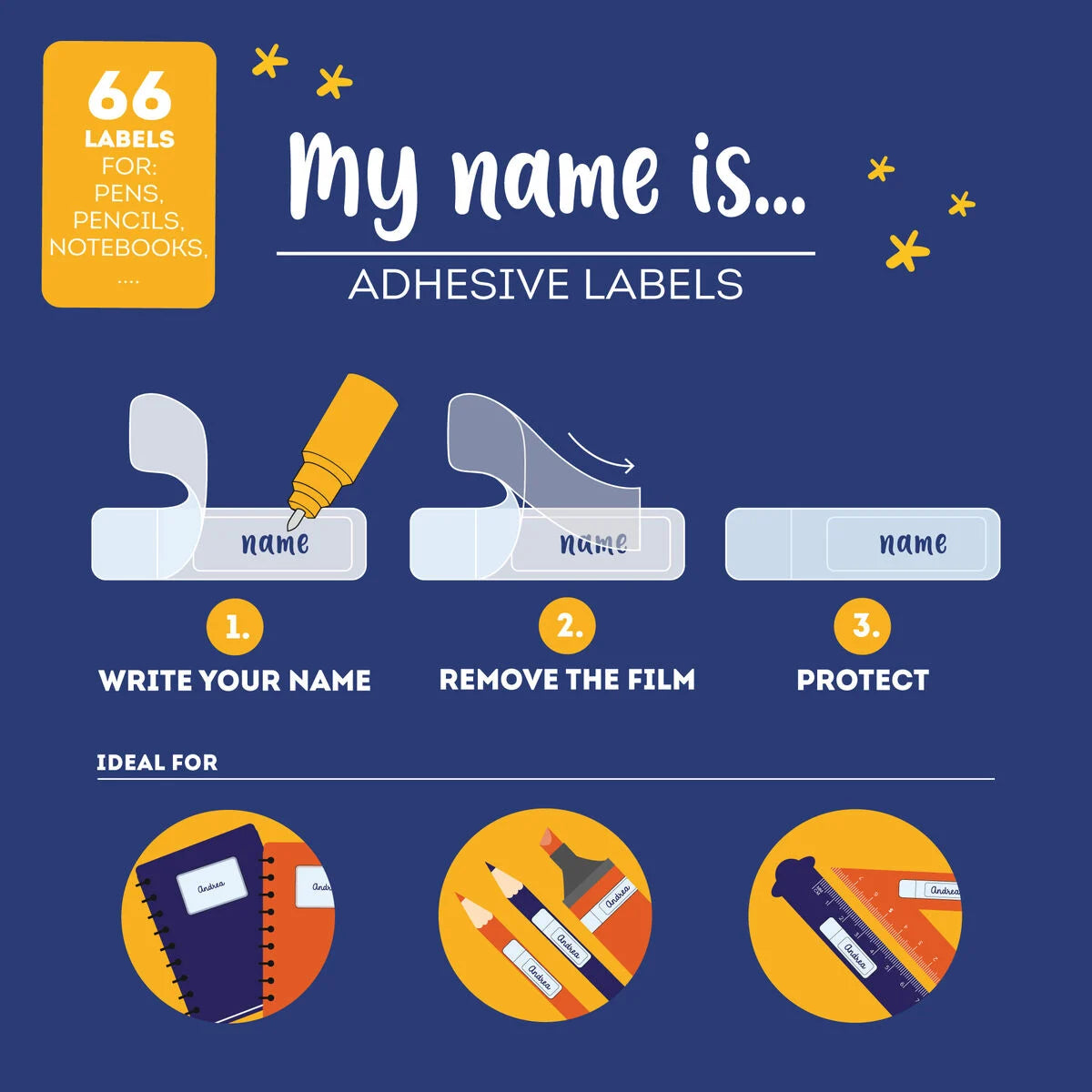 Zelfklevende etiketten met beschermfolie - My Name Is... - Space