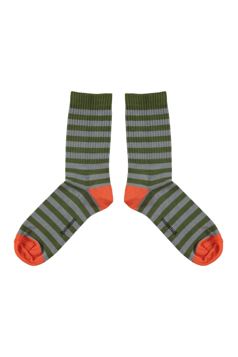 Short Socks Green & Blue Stripes