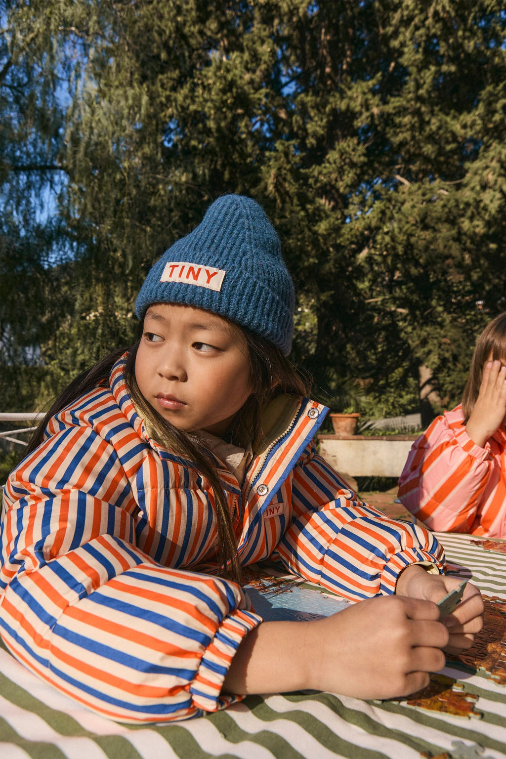 STRIPES SHORT PADDED JACKET