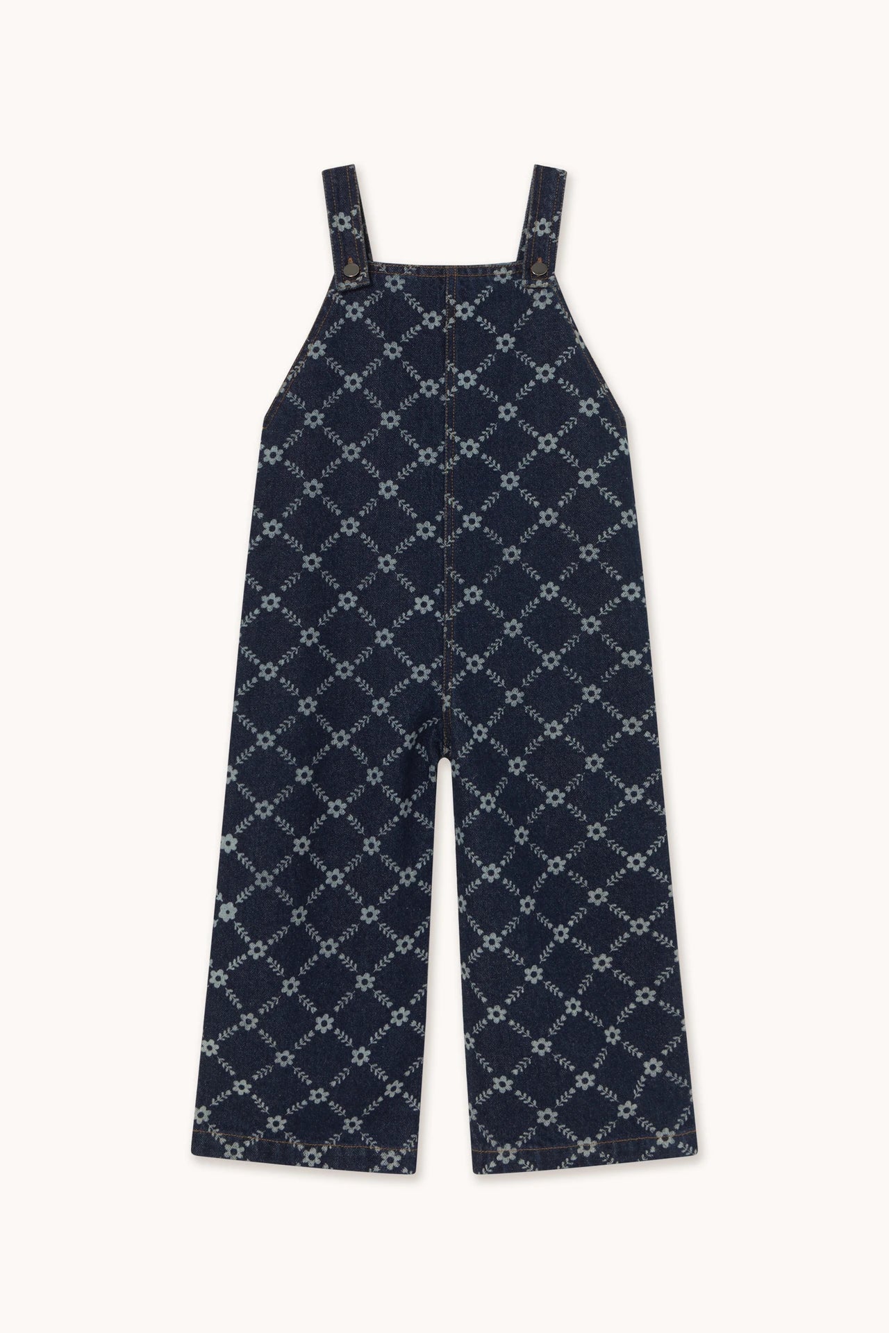 FLOWER GRID DENIM DUNGAREE