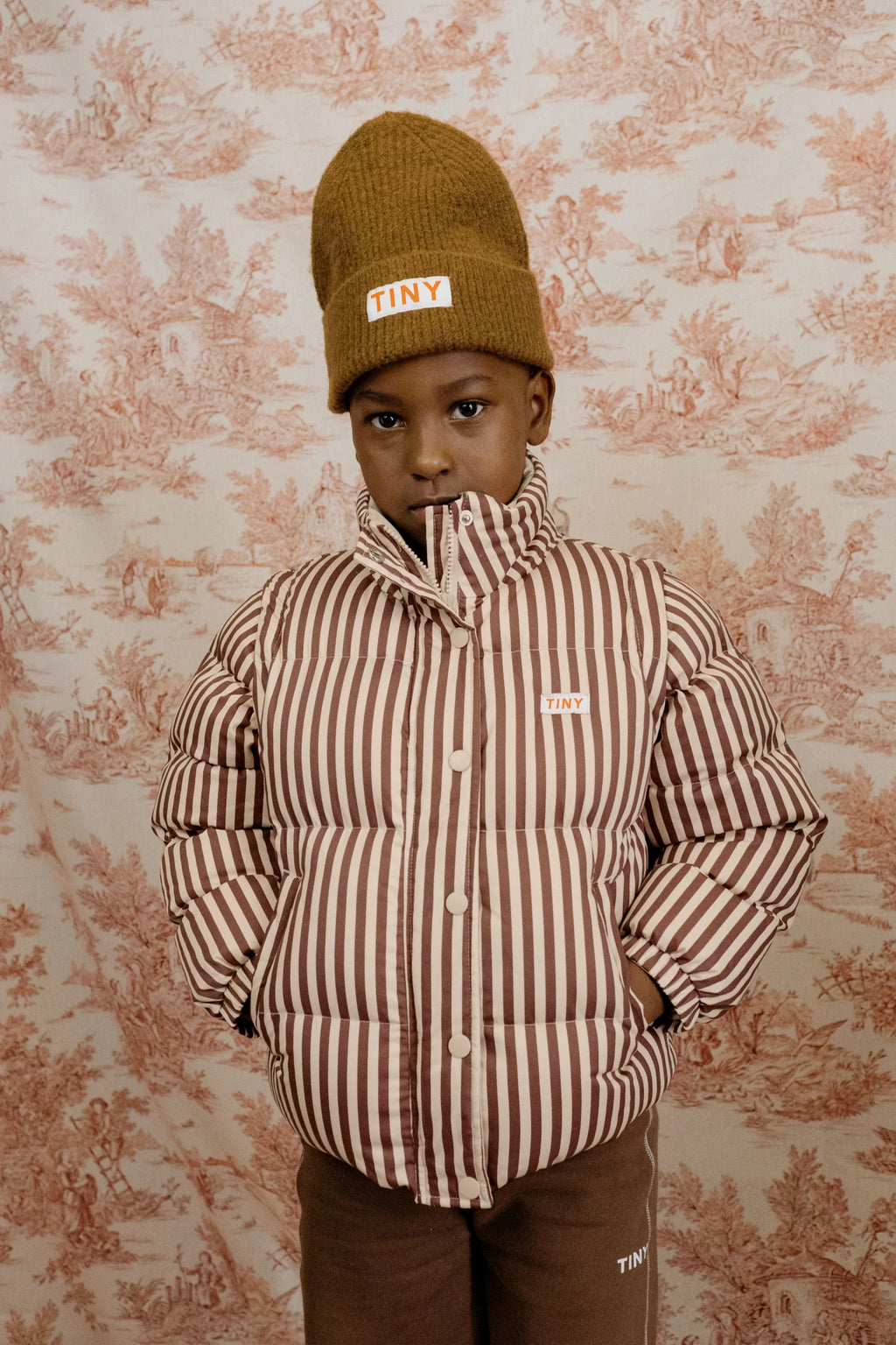 STRIPES SHORT PADDED JACKET