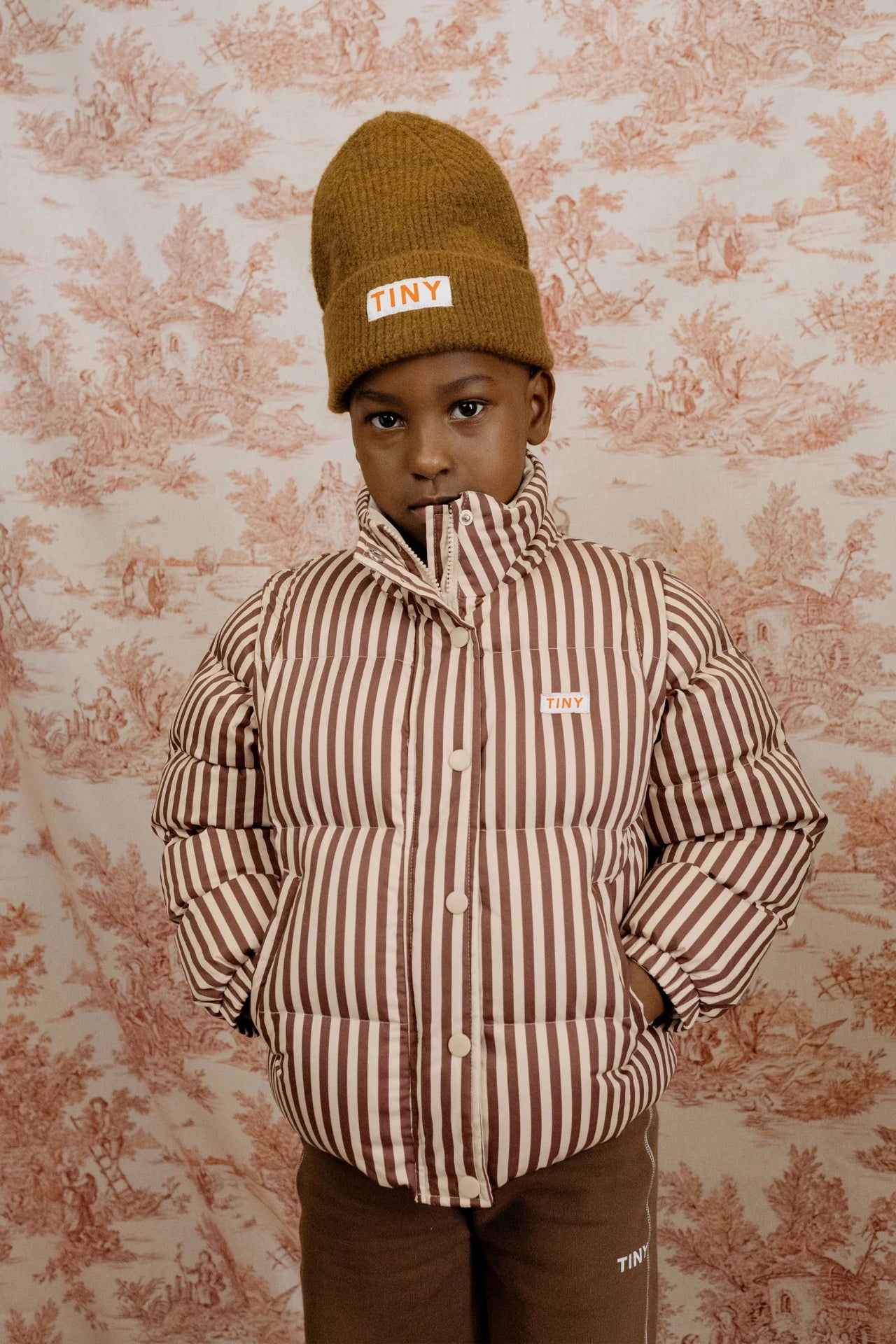 STRIPES SHORT PADDED JACKET