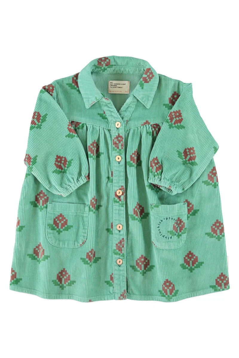 Piupiuchick short dress | green w/ big flowers