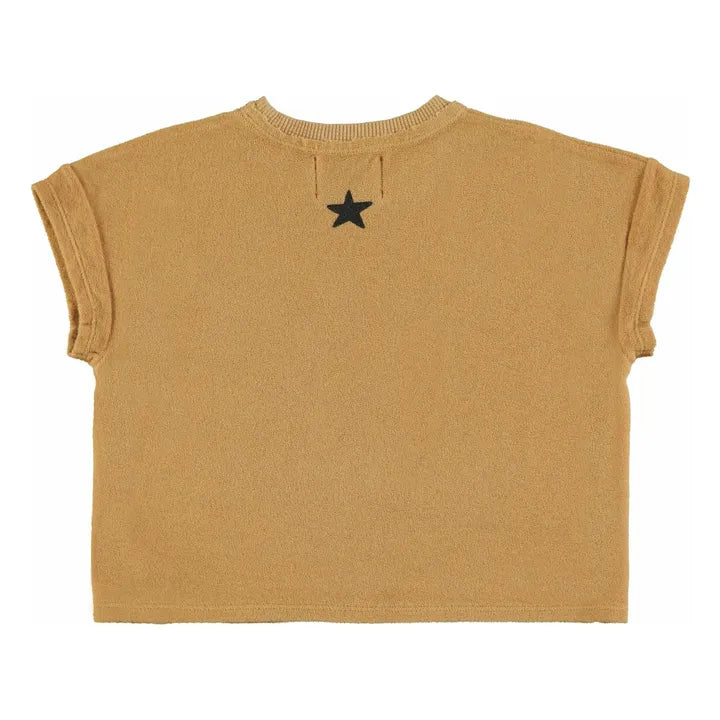 Terry Cotton T-shirt Mustard With Tiger Print