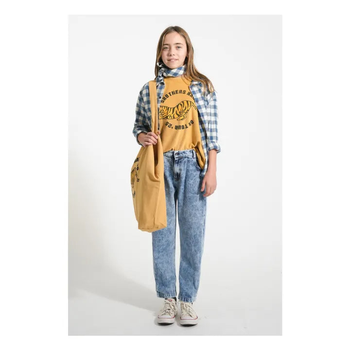 Terry Cotton T-shirt Mustard With Tiger Print