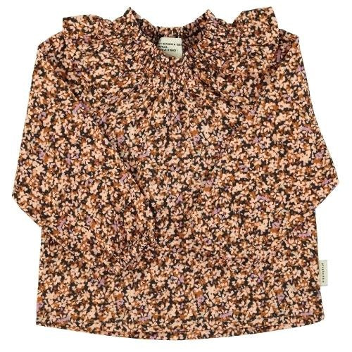 Blouse Light Pink And Brown Flowers