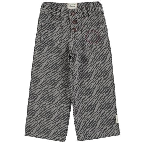 Flare Trousers  Grey With Zebra Print