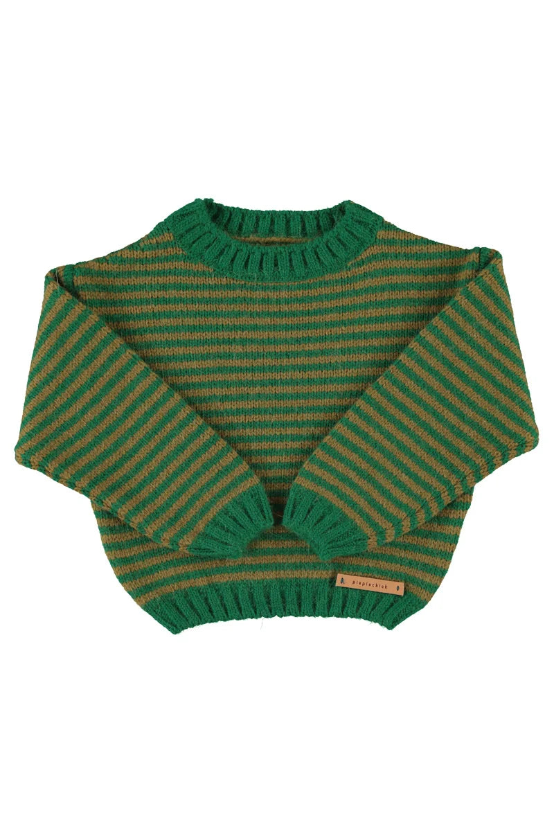 Piupiuchick knitted sweater | green & brown stripes