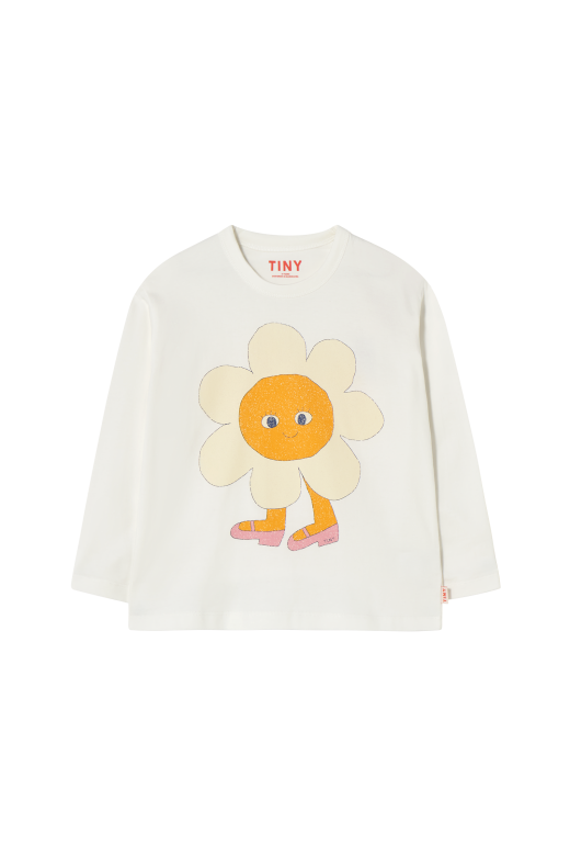 Flower Graphic Sleeve Tee Off White