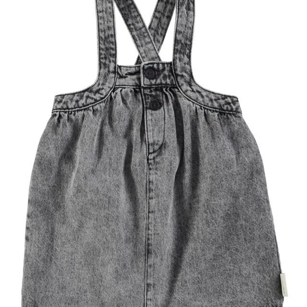 Short Dress With Straps Faded Black Denim