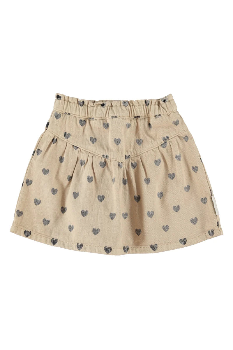 Piupiuchick short skirt | beige w/ black hearts