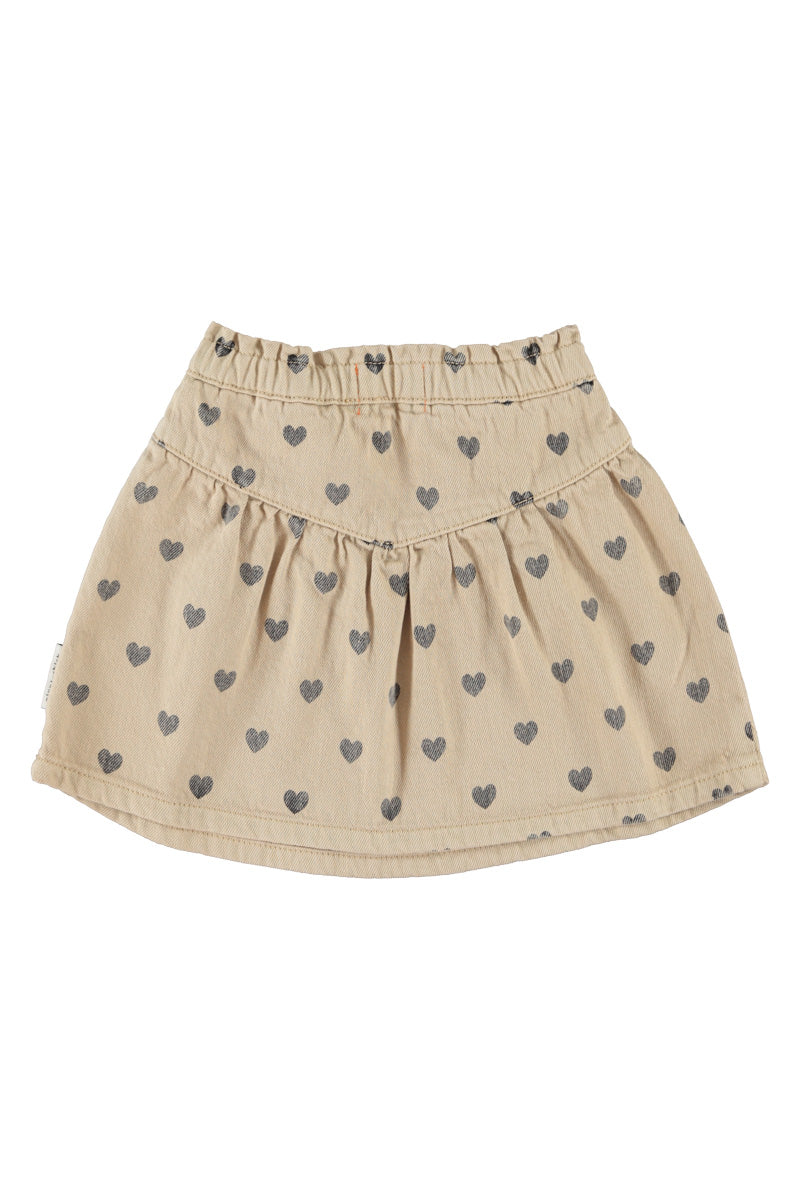 Piupiuchick short skirt | beige w/ black hearts