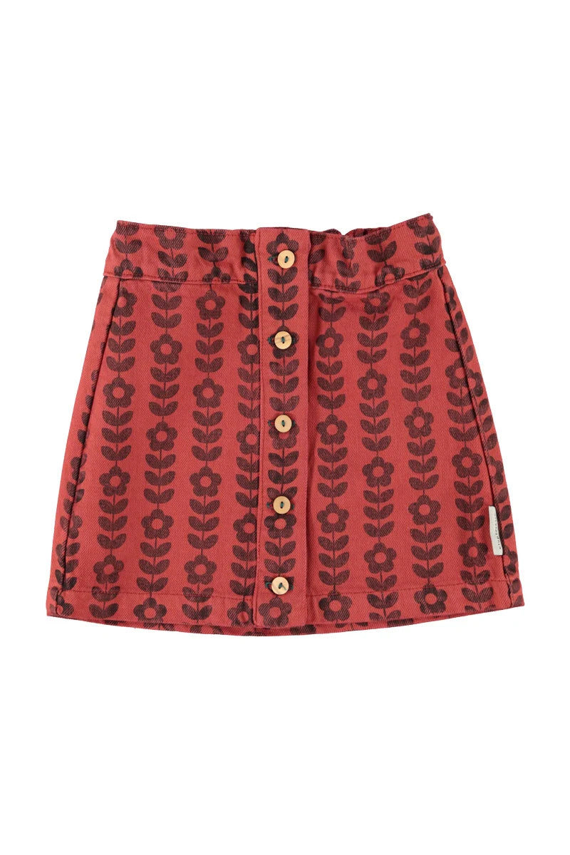 Piupiuchick short skirt | bordeaux w/ black flowers