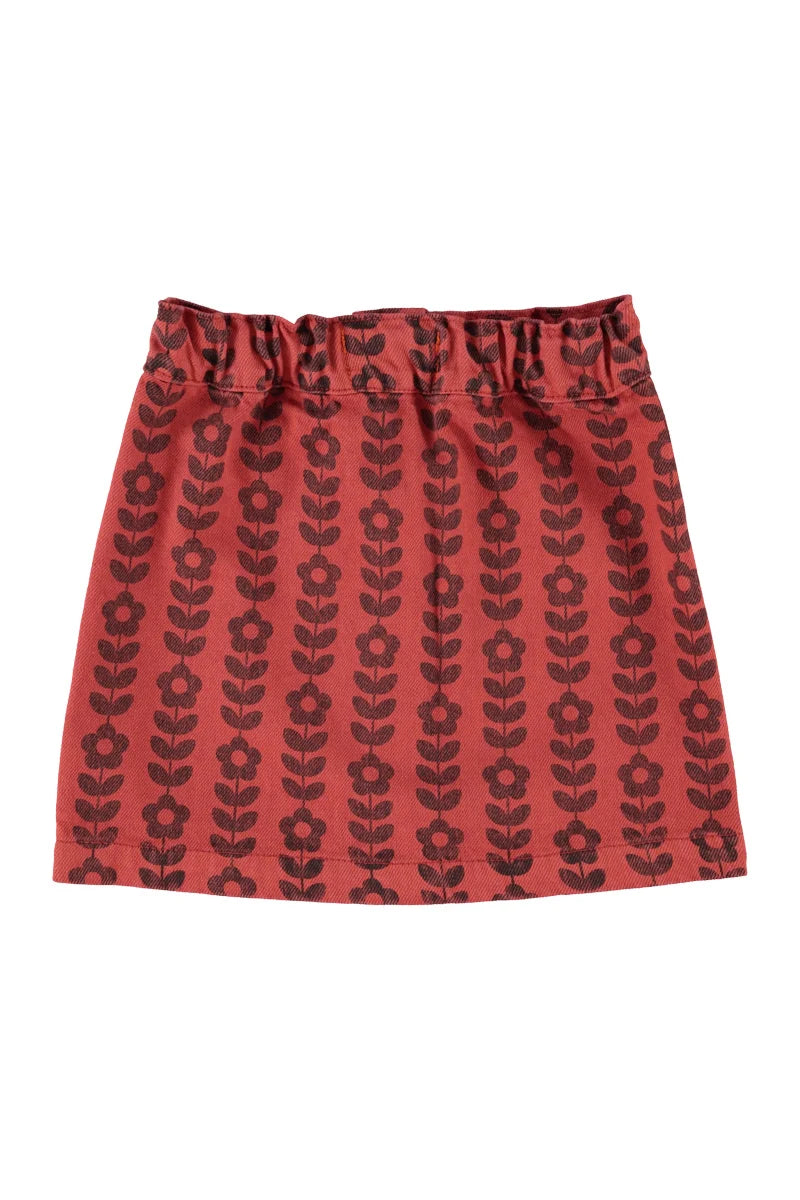 Piupiuchick short skirt | bordeaux w/ black flowers