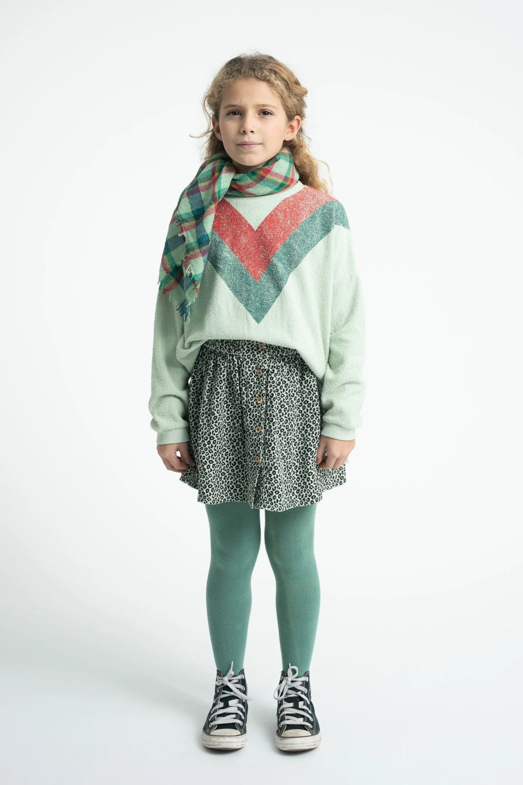 Piupiuchick short skirt | mint green w/ animal print