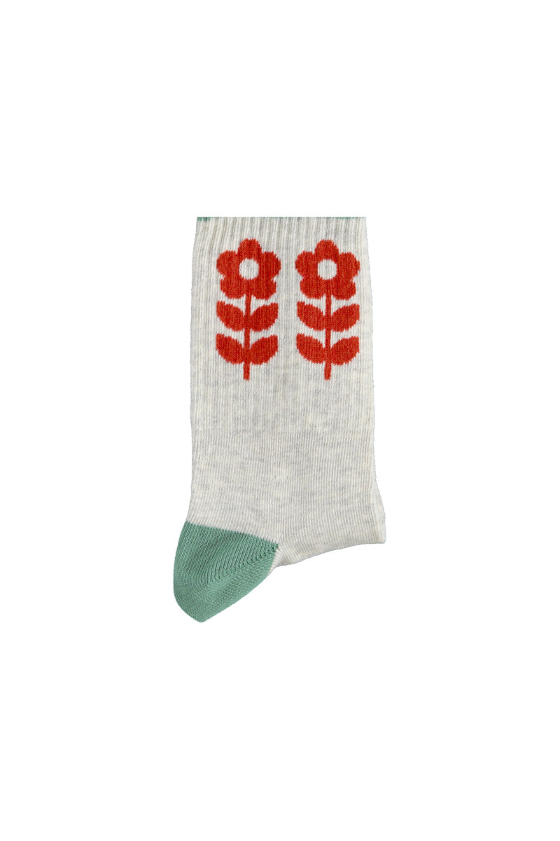 Piupiuchick socks | light grey w/ red flowers
