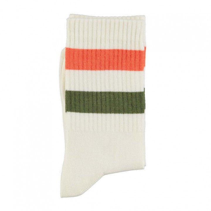 Socks Ecru Green & Orange Stripes