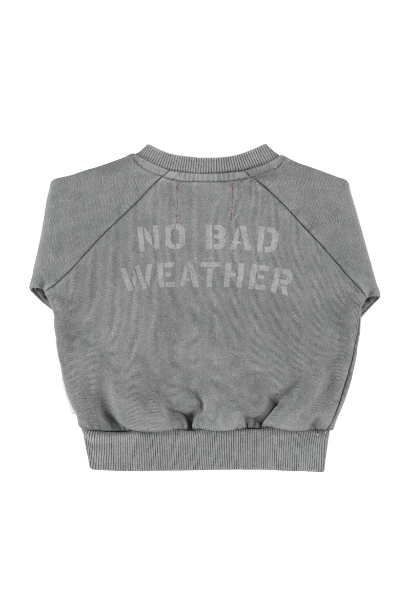 Piupiuchick Baby Sweatshirt Grey with Sun & Cloud Print