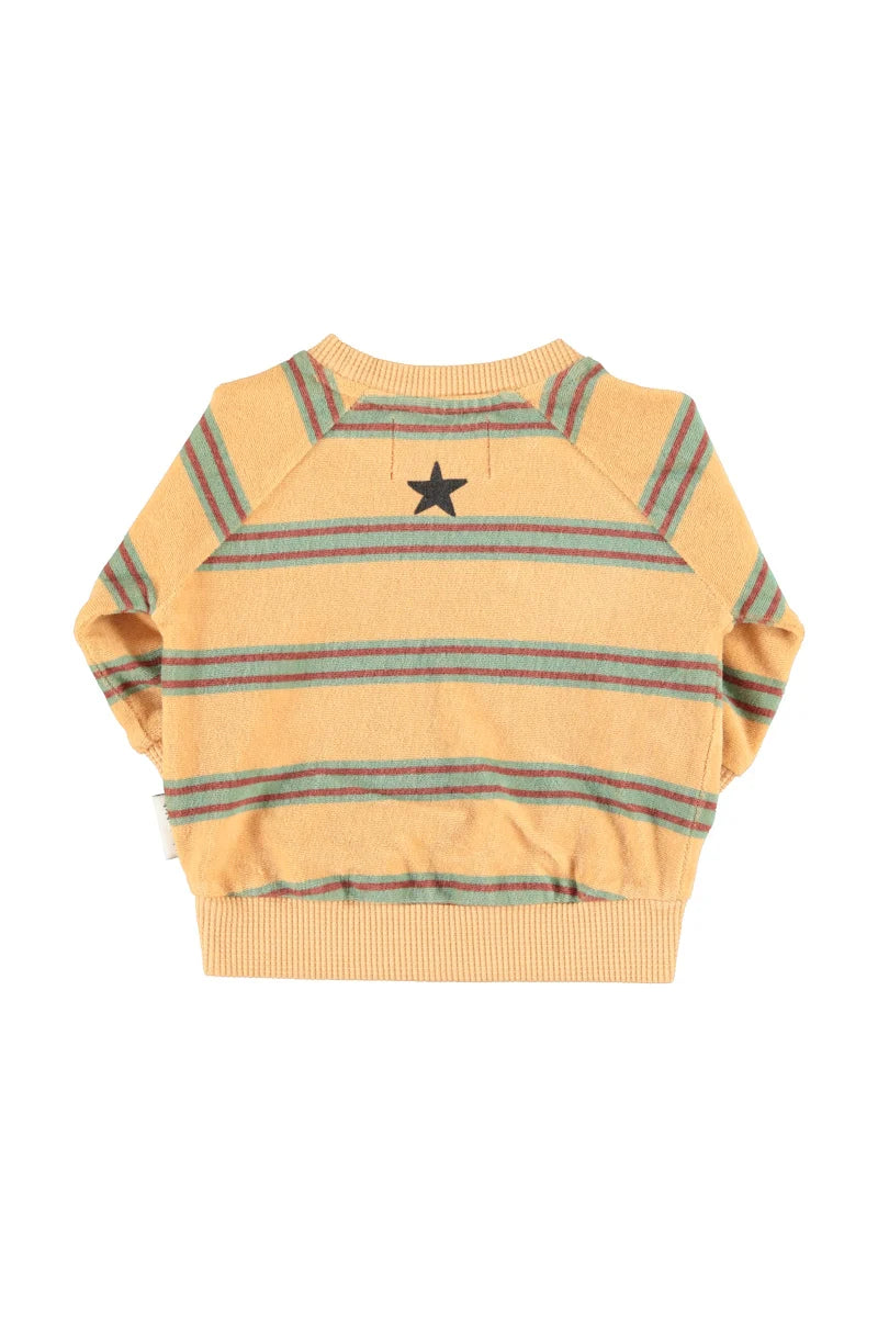 Piupiuchick Baby Terry Cotton Sweatshirt Sand with Double Stripes