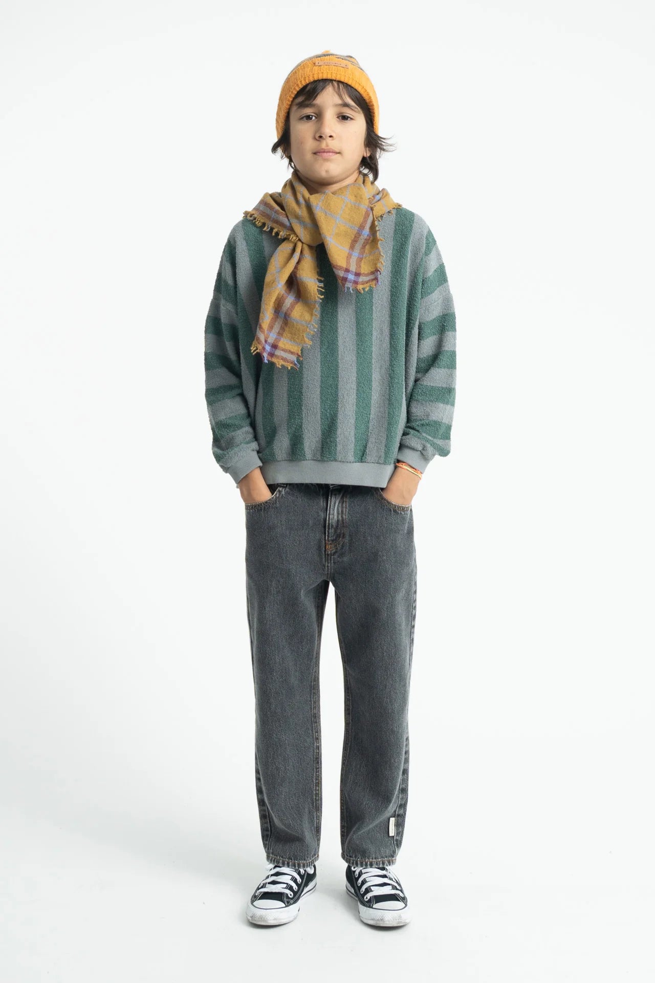 Piupiuchick sweatshirt | grey & green stripes