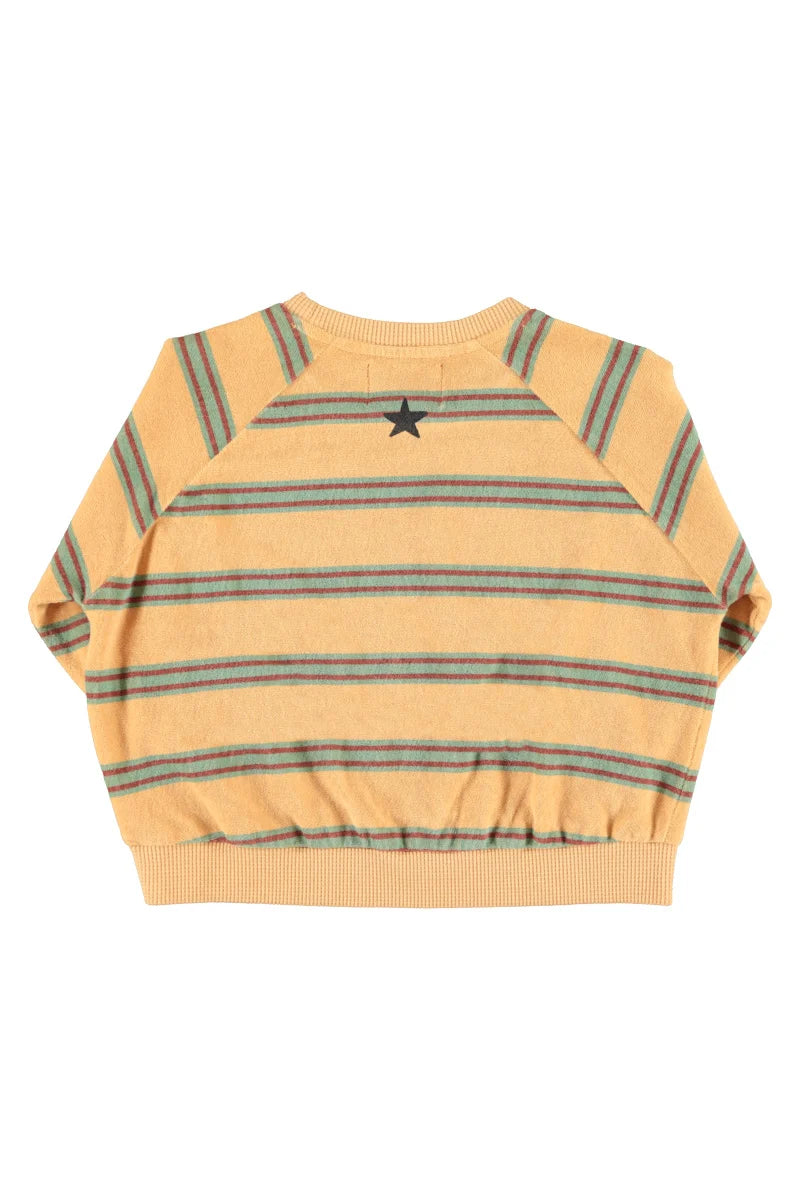 Piupiuchick terry cotton sweatshirt | sand w/ double stripes