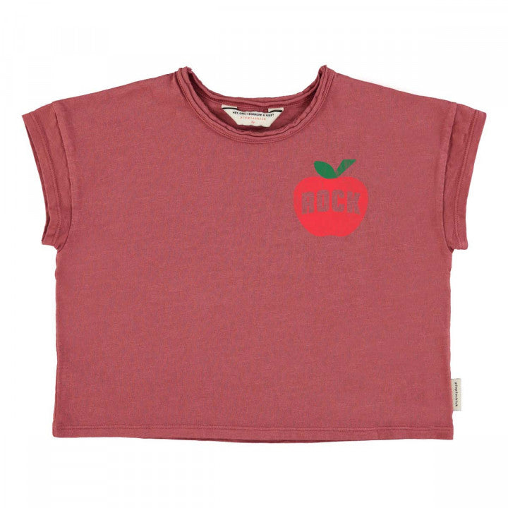 T-Shirt Bordeaux With Apple Print