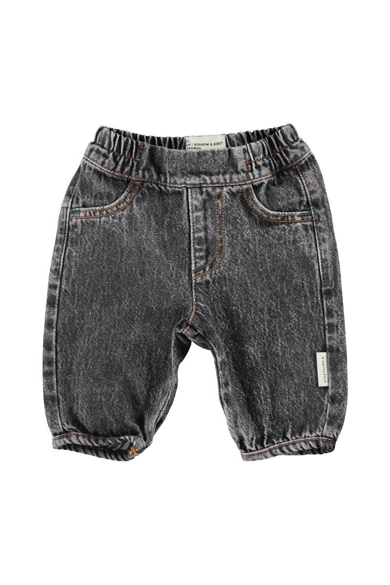 Piupiuchick Baby Trousers Washed Black Denim