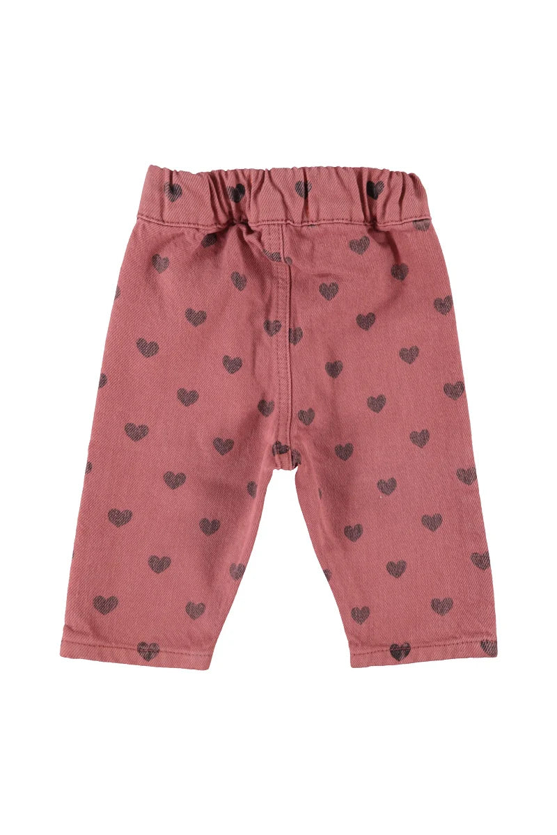 Piupiuchick Baby Trousers Pink with Black Hearts
