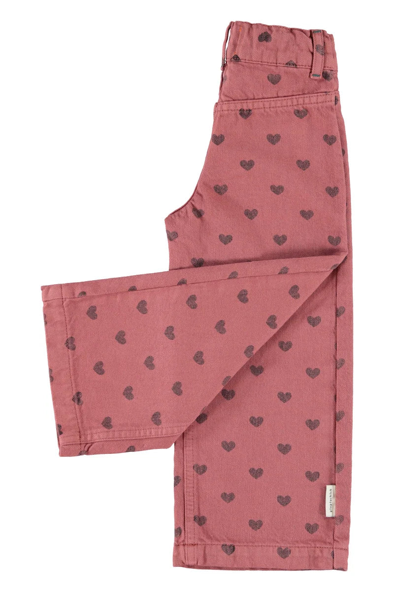 Piupiuchick flare trousers | pink w/ black hearts