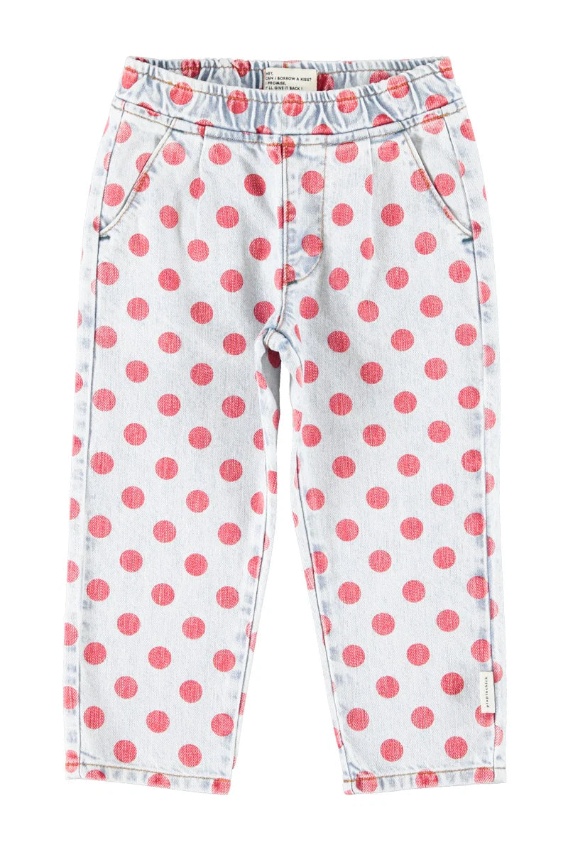 Piupiuchick trousers | light blue denim w/ red dots