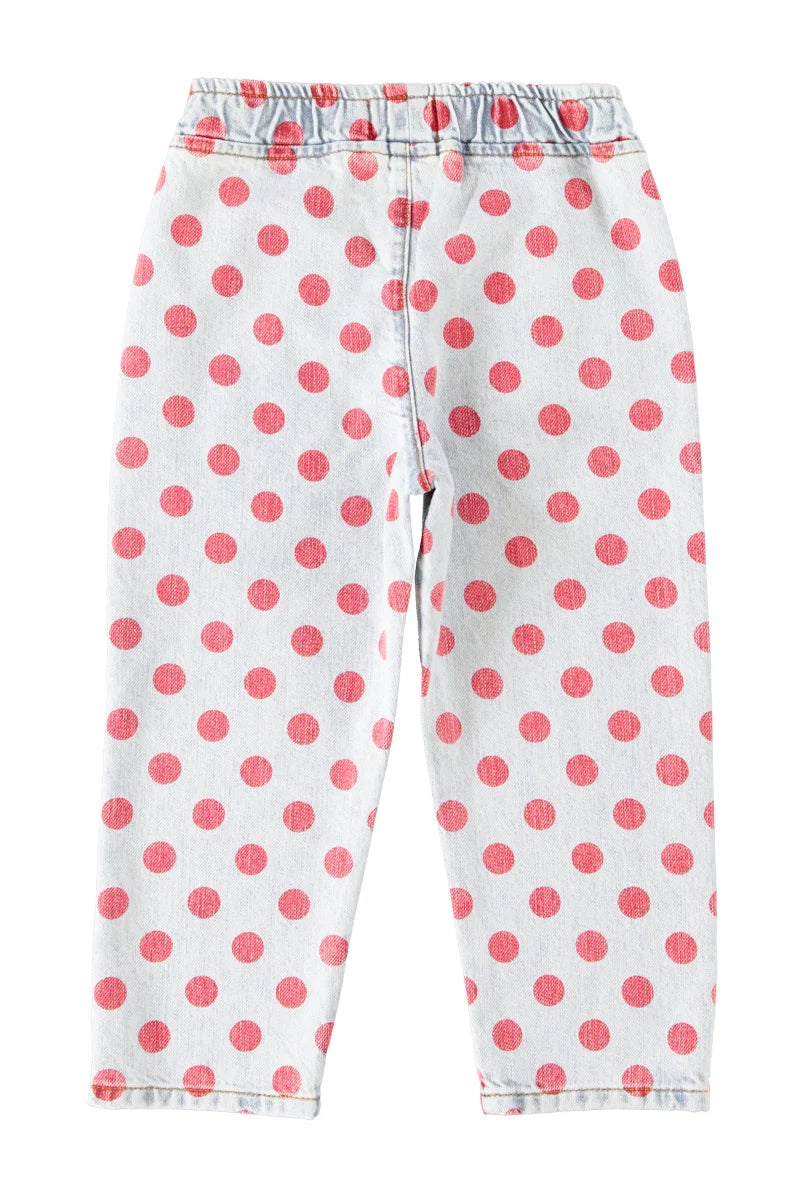 Piupiuchick trousers | light blue denim w/ red dots