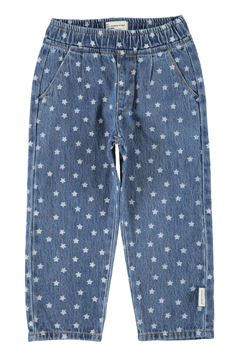 Piupiuchick trousers | washed navy denim w/ stars