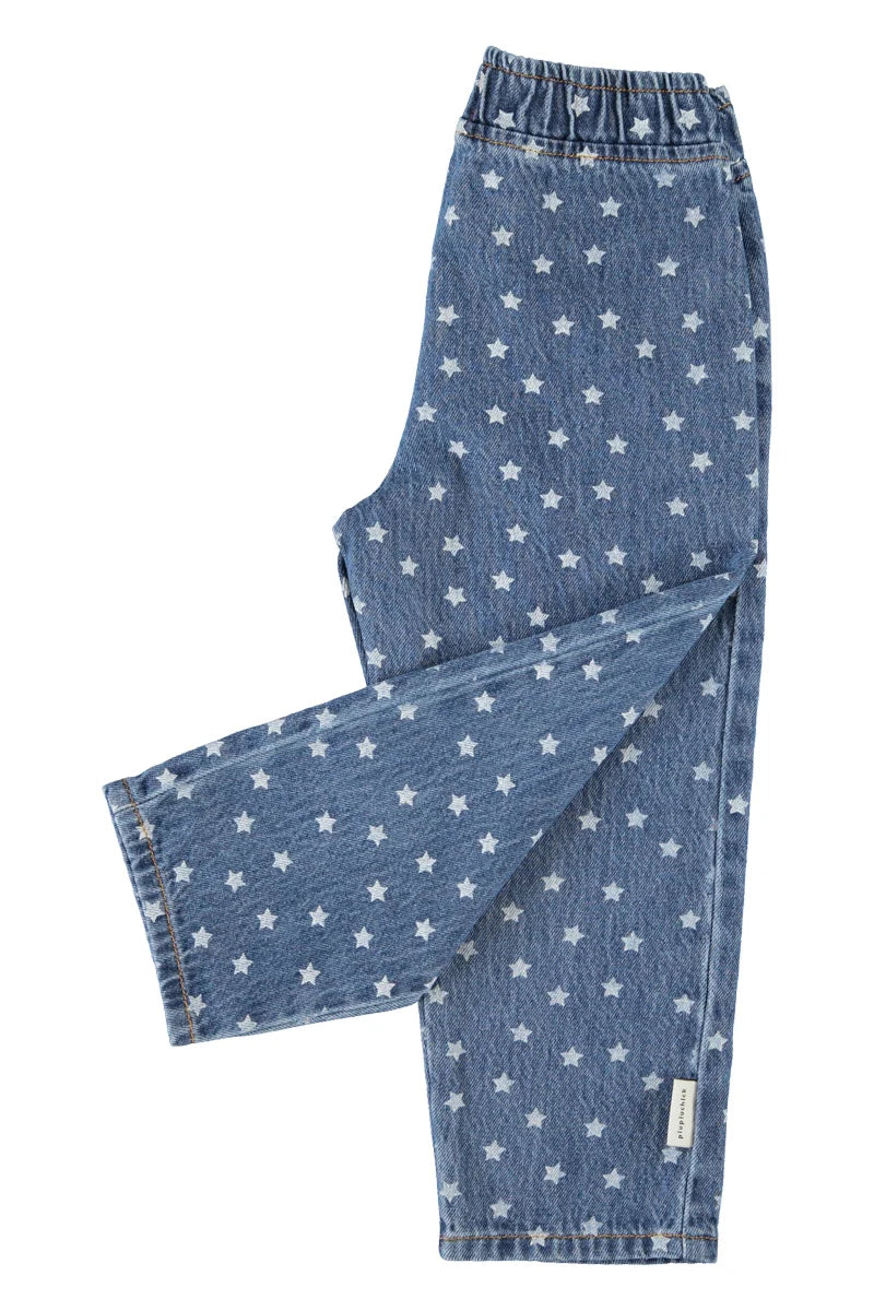 Piupiuchick trousers | washed navy denim w/ stars